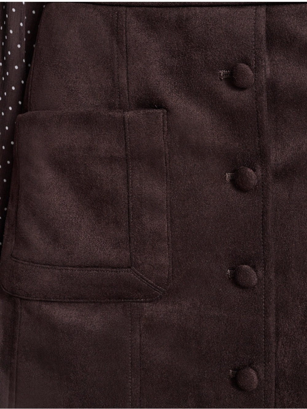 BCBG Dark Brown Scalloped Vegan Faux Suede Mini Skirt Y2K Boho Festival Preppy - Picture 6 of 11